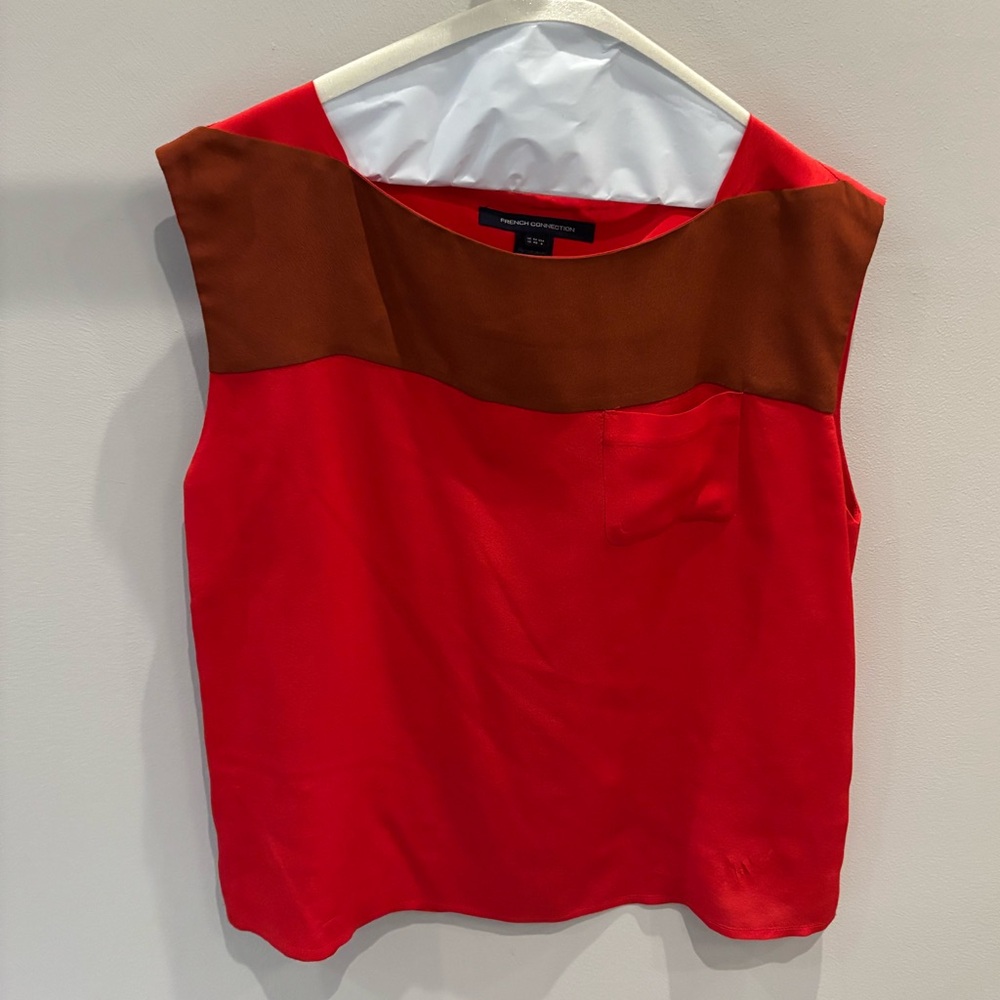 French Connection Red and Brown Blouse